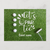 Golf Let's Par T-shirt Golfer Party op groen gras Briefkaart (Voorkant)