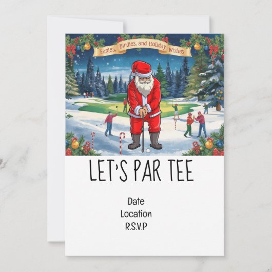 Golf Let's Par t-shirt Kerst met de Kerstman Kaart (Voorkant)