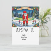 Golf Let's Par t-shirt Kerst met de Kerstman Kaart (Staand voorkant)
