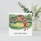 Golf Let's Par T-shirt kerstfeest voor golfer Feestdagenkaart (Staand voorkant)