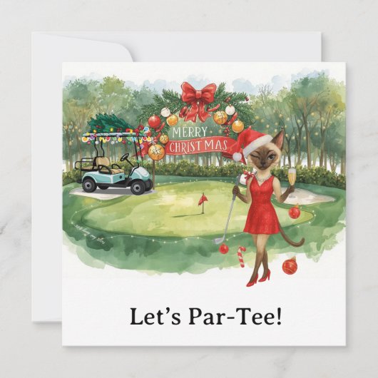 Golf Let's Par T-shirt kerstfeest voor golfer Feestdagenkaart (Voorkant)
