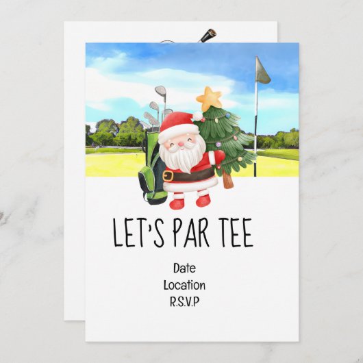 Golf Let's Par t-shirt Kerstfeest voor Golfer Kaart (Voorkant / Achterkant)