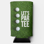 Golf Let's Par T-shirt met bal op groen gras Seltzer Blikjeskoeler (Voorkant)