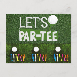 Golf Let's Par t-shirt met golfbal en kleurrijk t- Briefkaart