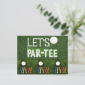 Golf Let's Par t-shirt met golfbal en kleurrijk t- Briefkaart (Staand voorkant)