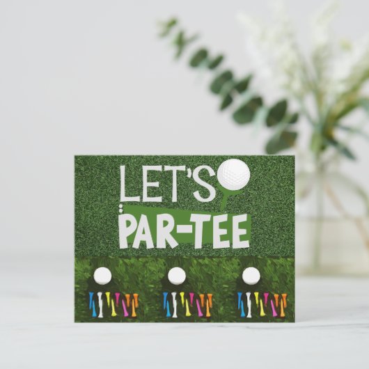 Golf Let's Par t-shirt met golfbal en kleurrijk t- Briefkaart (Staand voorkant)