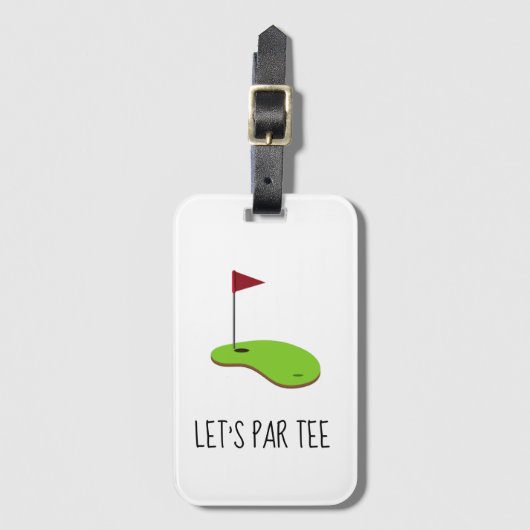 Golf Let's Par t-shirt met golfvlag op groen Bagagelabel (Voorkant (verticaal))