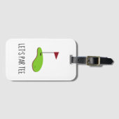 Golf Let's Par t-shirt met golfvlag op groen Bagagelabel (Voorkant (horizontaal))