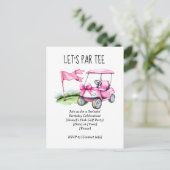 Golf Let's Par t-shirt met golfvlag op groen Briefkaart (Staand voorkant)