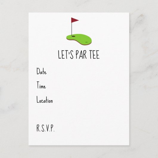 Golf Let's Par t-shirt met golfvlag op groen Briefkaart (Voorkant)