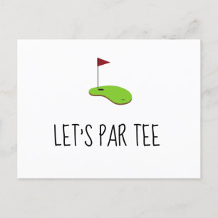 Golf Let's Par t-shirt met golfvlag op groen Briefkaart