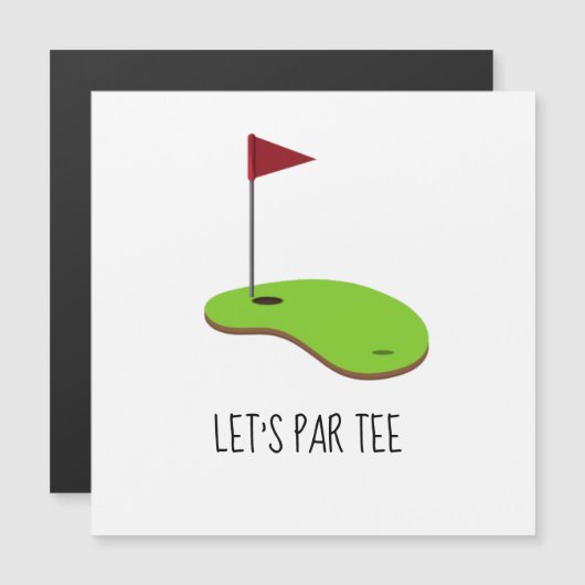 Golf Let's Par t-shirt met golfvlag op groen Magnetische Uitnodiging (Voorkant / Achterkant)