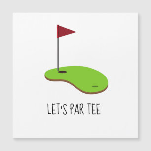 Golf Let's Par t-shirt met golfvlag op groen Magnetische Uitnodiging