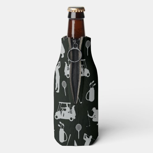 Golf Let's Par t-shirt met golfvlag op groen wit Flesjeskoeler (Fles Achterkant)