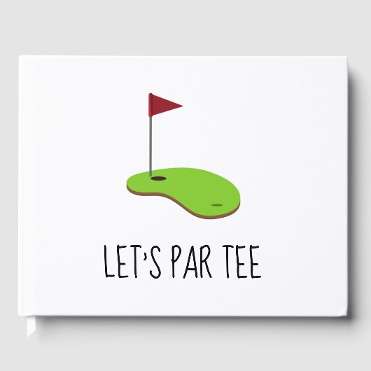 Golf Let's Par t-shirt met golfvlag op groen wit Gastenboek (Voorkant)