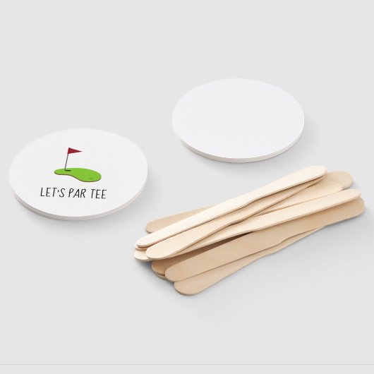 Golf Let's Par t-shirt met golfvlag op groen wit Handwaaier (Niet-gemonteerd)