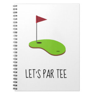Golf Let's Par t-shirt met golfvlag op groen wit Notitieboek