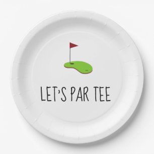 Golf Let's Par t-shirt met golfvlag op groen wit Papieren Bordje