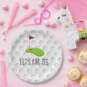 Golf Let's Par t-shirt met golfvlag op groen wit Papieren Bordje (Feest)