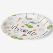 Golf Let's Par t-shirt met golfvlag op groen wit Papieren Bordje (Gekanteld)