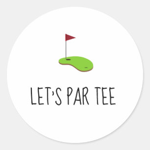 Golf Let's Par t-shirt met golfvlag op groen wit Ronde Sticker