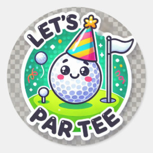 Golf Let's Par t-shirt met golfvlag op groen wit Ronde Sticker