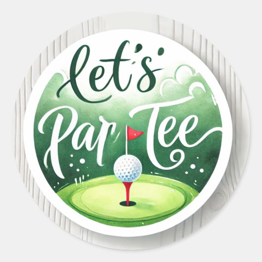 Golf Let's Par t-shirt met golfvlag op groen wit Ronde Sticker (Voorkant)