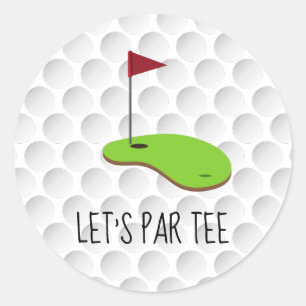 Golf Let's Par t-shirt met golfvlag op groen wit Ronde Sticker