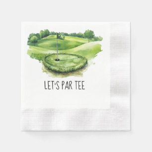 Golf Let's Par t-shirt met golfvlag op groen wit Servet