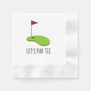 Golf Let's Par t-shirt met golfvlag op groen wit Servet