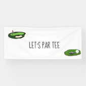 Golf Let's Par t-shirt met golfvlag op groen wit Spandoek (Horizontaal)