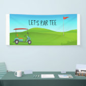 Golf Let's Par t-shirt met golfvlag op groen wit Spandoek (Beurs)