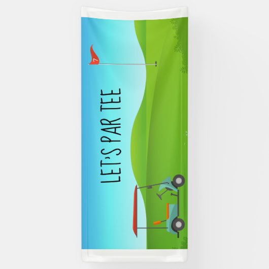 Golf Let's Par t-shirt met golfvlag op groen wit Spandoek (Verticaal)