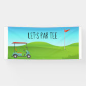 Golf Let's Par t-shirt met golfvlag op groen wit Spandoek (Horizontaal)