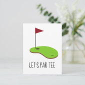 Golf Let's Par t-shirt met golfvlag op groen wit Uitnodiging Briefkaart (Staand voorkant)