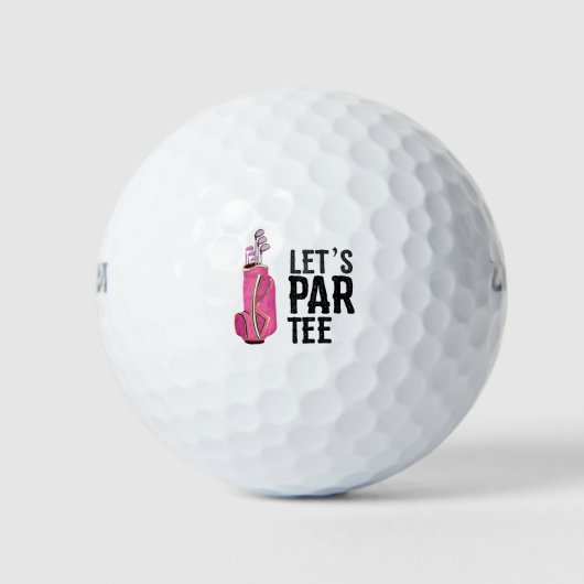 Golf Let's Par t-shirt met roze golfzakdame Golfballen