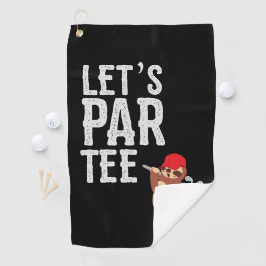 Golf Let's Par T-shirt met slothgolfer Golfhanddoek (Insitu)