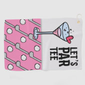Golf Let's Par T-shirt met wijn op roze Golfhanddoek (Horizontaal)