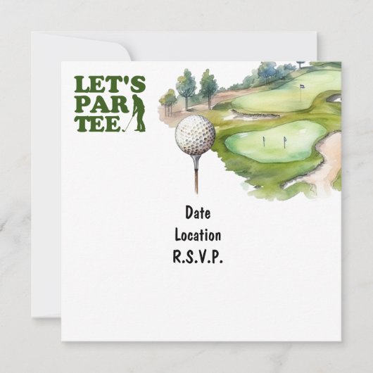 Golf Let's Par T-shirt voor golffeest Kaart (Voorkant)