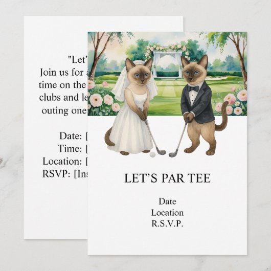 Golf Let's Par t-shirt voor kattenliefhebbers BRUI Kaart (Voorkant / Achterkant)