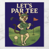 Golf Let's Par T-shirt voor kattenliefhebbers Wijn Etiket (Enkel label)