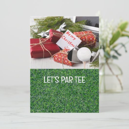 Golf Let's Par t-shirt voor Kerstmis Kaart (Staand voorkant)