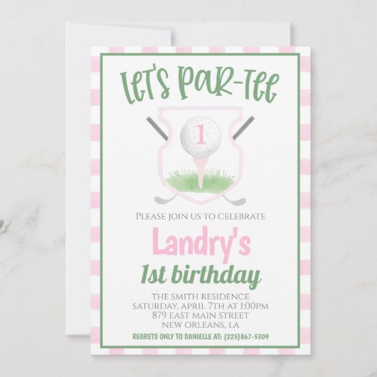 Golf Let's Par-tee Birthday Invitation Kaart (Voorkant)