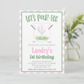 Golf Let's Par-tee Birthday Invitation Kaart (Staand voorkant)