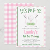 Golf Let's Par-tee Birthday Invitation Kaart (Voorkant / Achterkant)