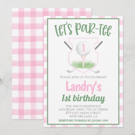 Golf Let's Par-tee Birthday Invitation Kaart (Voorkant / Achterkant)