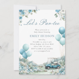 Golf Let's Par-tee Blauwe Baby Shower Kaart