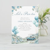 Golf Let's Par-tee Blauwe Baby Shower Kaart (Staand voorkant)