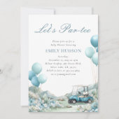 Golf Let's Par-tee Blauwe Baby Shower Kaart (Voorkant)