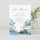 Golf Let's Par-tee Blauwe Baby Shower Kaart (Staand voorkant)
